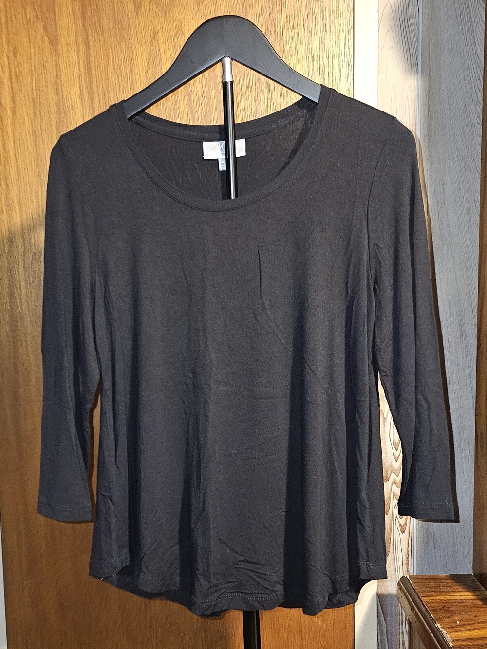 JM Collection Black Scoop Neck Long Sleeve Petite Top